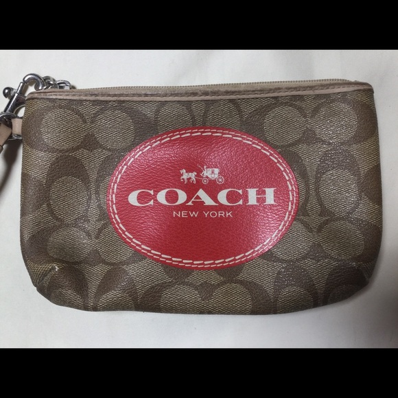 Coach Signature Khaki Horse & Carriage Wristlet - Picture 2 of 9